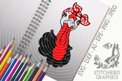 Turkey Bandana SVG, Silhouette Studio, Cricut, Eps, Dxf, AI, PNG, JPEG