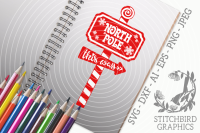 North Pole Sign SVG, Silhouette Studio, Cricut, Eps, Dxf, AI