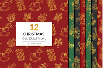 Golden Christmas Digital Paper