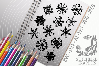 Christmas Snowflakes SVG, Silhouette Studio, Cricut, Eps