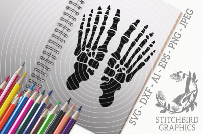 Skeleton Feet SVG, Silhouette Studio, Cricut, Eps, Dxf, AI, PNG, JPEG