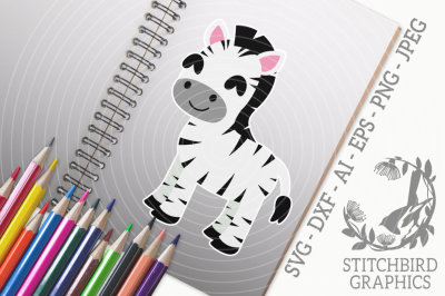 Cute Baby Zebra SVG, Silhouette Studio, Cricut, Eps, Dxf, AI, PNG