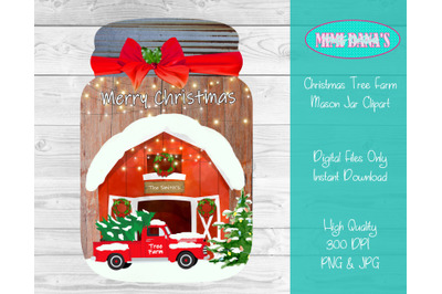Christmas Tree Farm Mason Jar Door Hanger Clipart