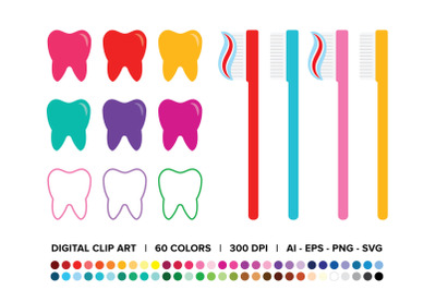Tooth and Toothbrush Clip Art
