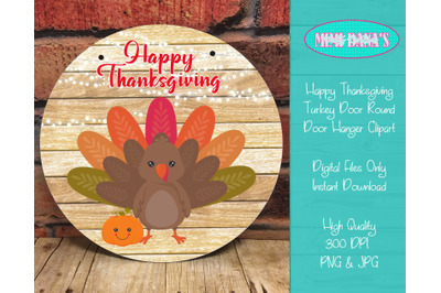 Happy Thanksgiving Turkey Clipart for Round Door Hanger