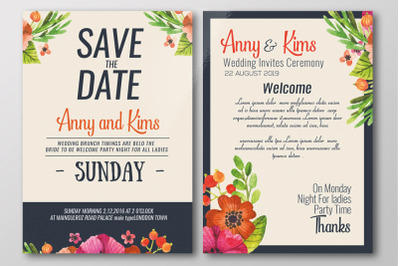 Double Sided Floral Wedding Invites