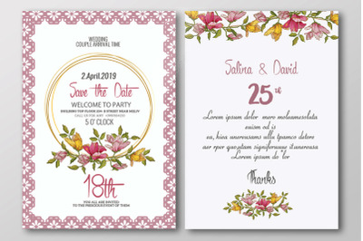 Double Sided Wedding Invitation Card