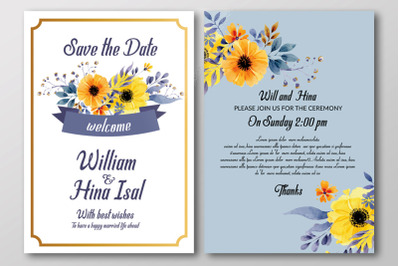 Double Sided Wedding Invitation Card