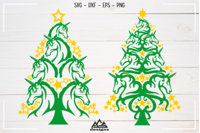 Unicorn Christmas Tree Svg Design