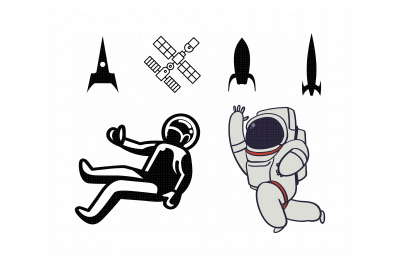 retro spaceman, space, spaceship svg, dxf, vector, eps, clipart