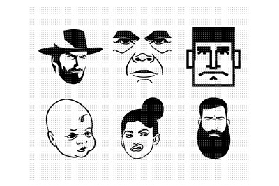 scowl, angry face, man, woman, svg, dxf, vector, eps, clipart, cricut