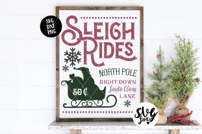 SLEIGH RIDES Farmhouse Christmas Sign SVG DXF PNG