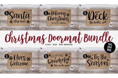 CHRISTMAS DOORMAT BUNDLE - WELCOME MAT SVG DXF PNG 6 DESIGNS