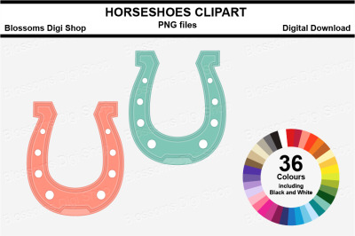 Horseshoes Sticker Clipart, 36 files, multi colours