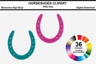 Horseshoes Sticker Clipart, 36 files, multi colours