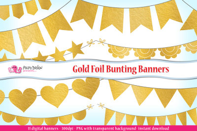 Gold Foil Bunting Banners clipart