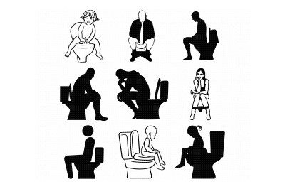 sitting on a toilet, poop svg, dxf, vector, eps, clipart, cricut