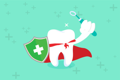 Healthy Tooth With dental and Shield