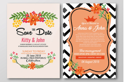 Double Sided Floral Wedding Invites