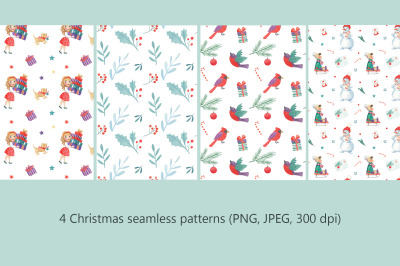 Christmas  watercolor seamless patterns