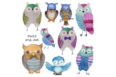 CUTE WATERCOLOR OWLS