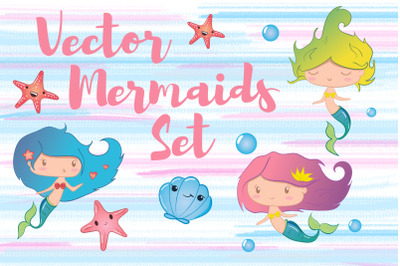 Vector Hand Drawn Mermaids