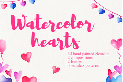 Watercolor hearts clipart