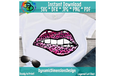 Sparkling Lips Animal Print SVG, Full Lip, Sparkle, Bling, SVG, Pink