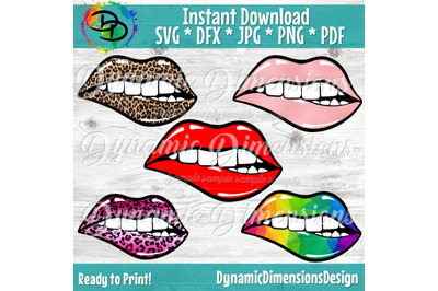 Bleeding Lips SVG, Dripping Lip Svg, Leopard, Rainbow, Biting Decal Makeup Digital Download Teeths Png, Vinyl Cut File, Fashion Woman Lips