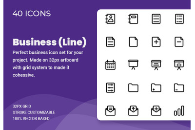 Business icon set (line)