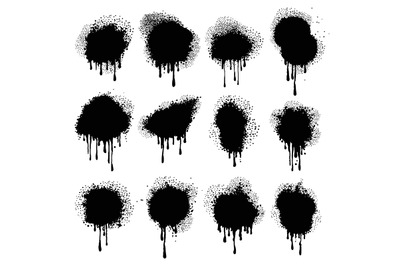 Spray Splatter Blots set. Vector illustration