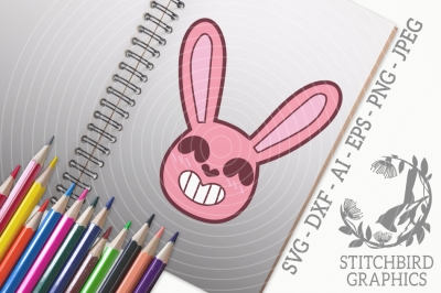 Cute Easter Bunny Head 1 SVG, Silhouette Studio, Cricut, Eps, Dxf, AI