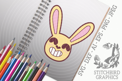 Cute Easter Bunny Head 2 SVG, Silhouette Studio, Cricut, Eps, Dxf, AI