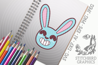 Cute Easter Bunny Head 3 SVG, Silhouette Studio, Cricut, Eps, Dxf, AI