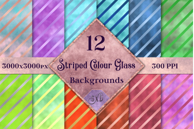 Striped Colour Glass Backgrounds - 12 Image Textures Set