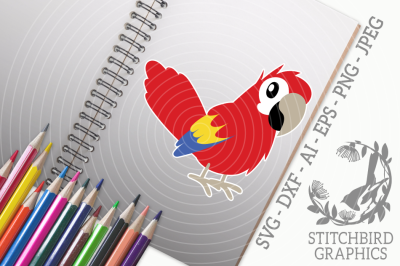 Cute Parrot SVG, Silhouette Studio, Cricut, Eps, Dxf, AI