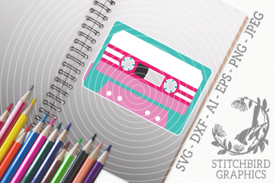 Cassette Tape SVG, Silhouette Studio, Cricut, Eps, Dxf, AI