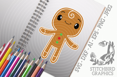 Cute Gingerbread SVG, Silhouette Studio, Cricut, Eps, DXF