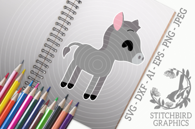 Cute Donkey SVG, Silhouette Studio, Cricut, Eps, Dxf, AI