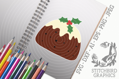 Christmas Pudding SVG, Silhouette Studio, Cricut, Eps, Dxf