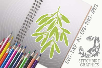 Mistletoe SVG, Silhouette Studio, Cricut, Eps, Dxf, AI, PNG