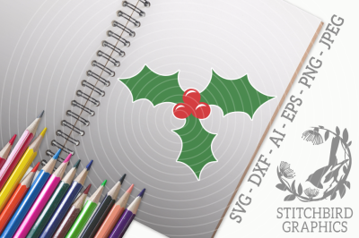 Holly SVG, Silhouette Studio, Cricut, Eps, Dxf, AI, PNG