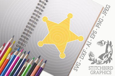 Sheriff Badge 2 SVG, Silhouette Studio, Cricut, Eps, Dxf, AI