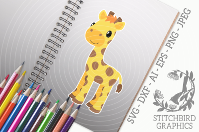 Cute Giraffe SVG, Silhouette Studio, Cricut, Eps, Dxf, AI