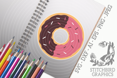 Donut 1 SVG, Silhouette Studio, Cricut, Eps, Dxf, AI, PNG