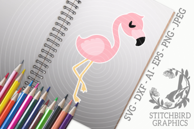 Pink Flamingo 1 SVG, Silhouette Studio, Cricut, Eps, Dxf, AI