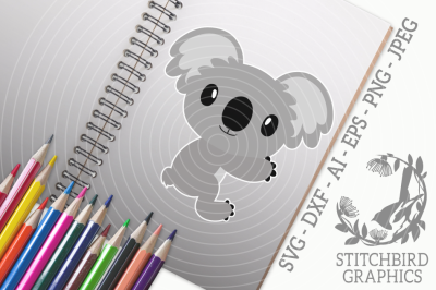 Koala 1 SVG, Silhouette Studio, Cricut, Eps, Dxf, AI, PNG