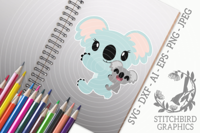 Koala 2 SVG, Silhouette Studio, Cricut, Eps, Dxf, AI, PNG