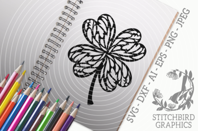 Four Leafed Clover 2 SVG, Silhouette Studio, Cricut, Eps, Dxf, AI, PNG