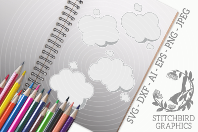 Smoke Cloud Puffs SVG, Silhouette Studio, Cricut, Eps, Dxf